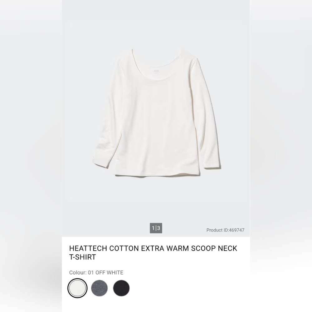 Uniqlo Women's Heattech Extra Warm Scoop neck Cream Long Sleeve Top